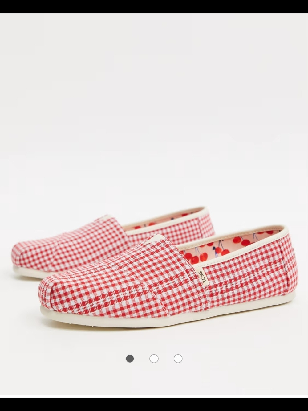 TOMS Red and White Gingham Slip-On Flats Alpargata gingham espadrille